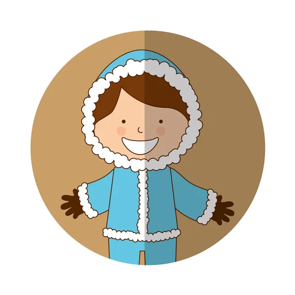 Χαριτωμένο αγόρι με χειμωνιάτικα ρούχα — Διανυσματικό Αρχείο