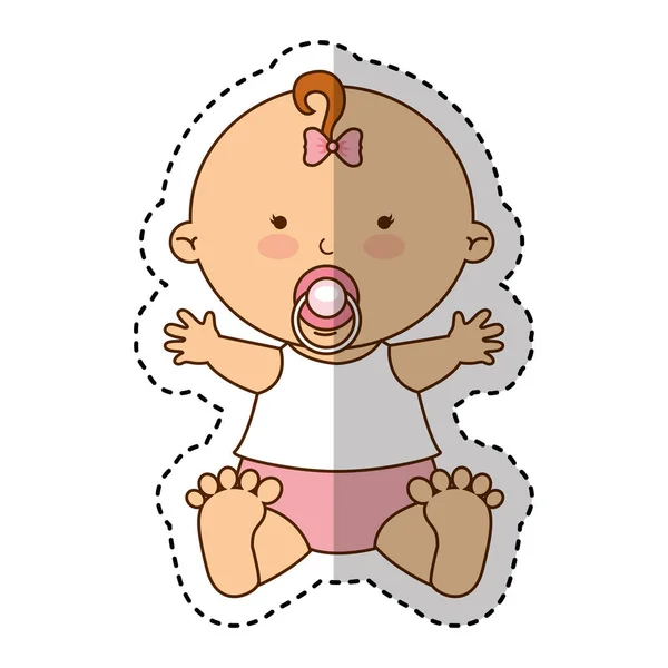 Schattige baby meisje teken — Stockvector