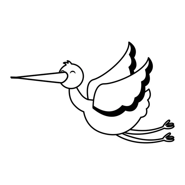 Cigüeña volando icono aislado — Vector de stock