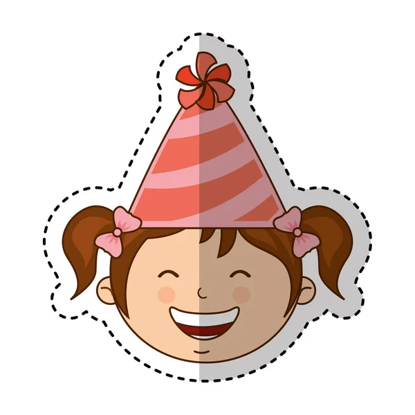 Niño pequeño con el icono del sombrero de fiesta — Vector de stock