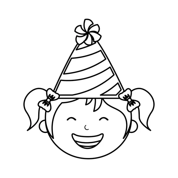 パーティー帽子アイコンと小さな子供 — ストックベクタ