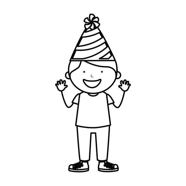 Petit enfant avec chapeau de fête icône — Image vectorielle