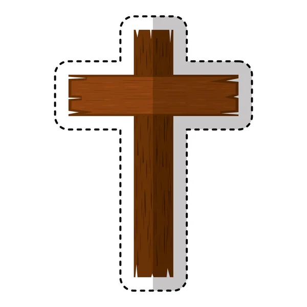 Cruz de madera icono religioso — Vector de stock