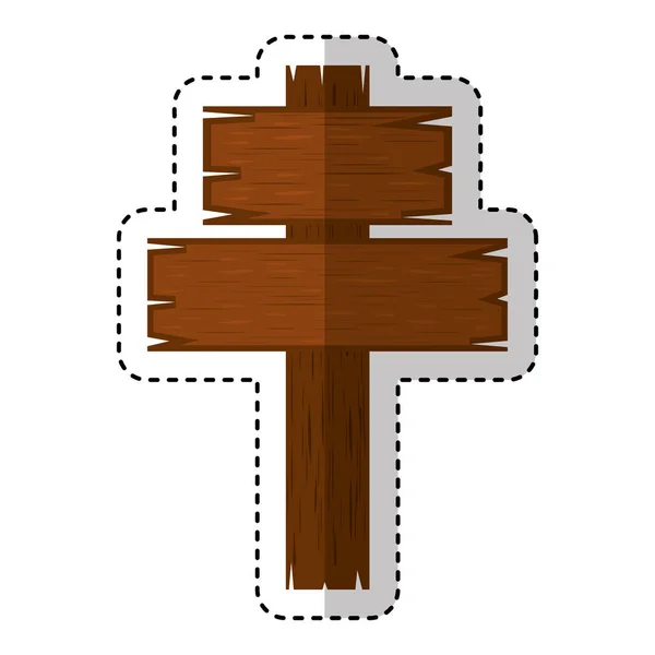 Houten kruis religieuze icoon — Stockvector