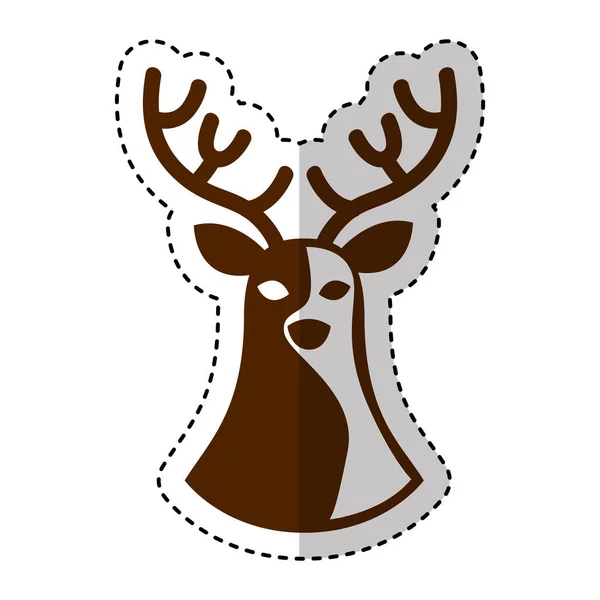 Reindeer christmas silhouette isolated icon — Stock Vector