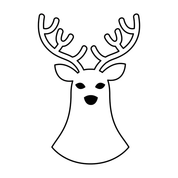 Rendier Kerstmis silhouet geïsoleerde pictogram — Stockvector