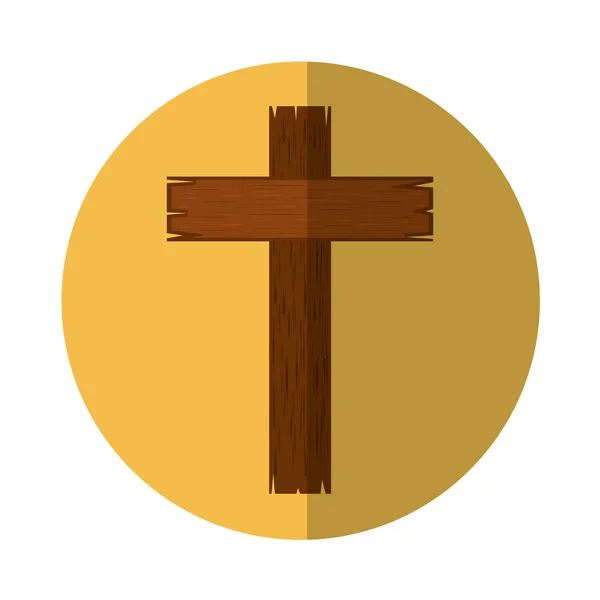Cruz de madera icono religioso — Vector de stock