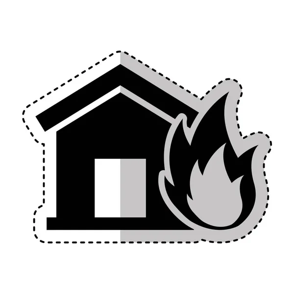 Dom ubezpieczeń z ikona na białym tle ogień — Wektor stockowy