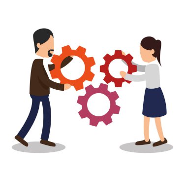 iş adamları ile vites simgesi eğitim