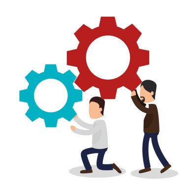 iş adamları ile vites simgesi eğitim