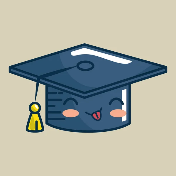Hat graduation character handmade drawn — Stock Vector