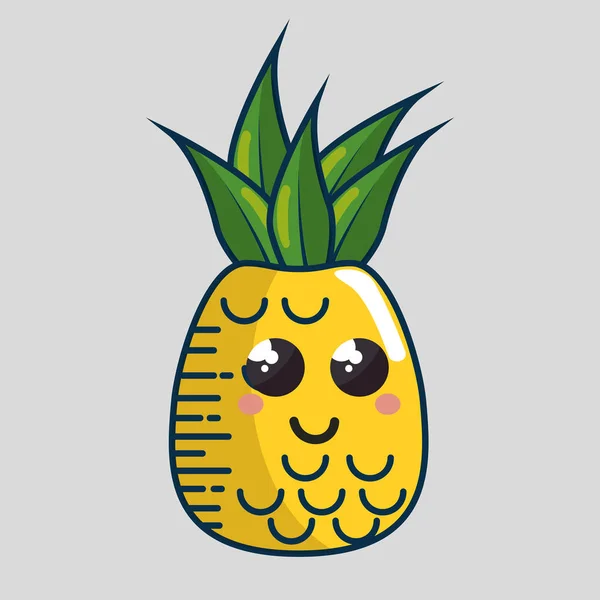 สับปะรดผลไม้สดตัวละครวาดด้วยมือ — ภาพเวกเตอร์สต็อก