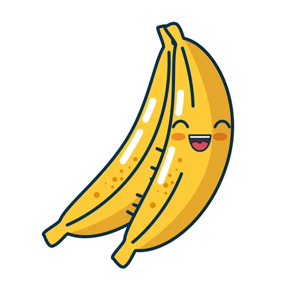 Banan färsk frukt karaktär handgjorda dras — Stock vektor