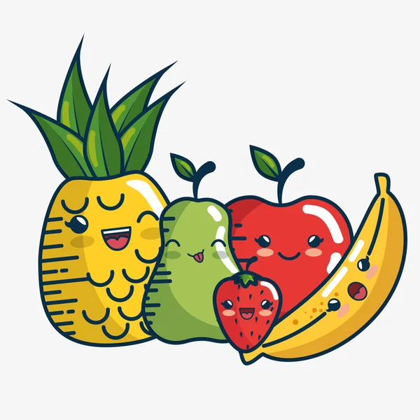 Définir des caractères de fruits frais dessinés à la main — Image vectorielle