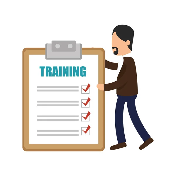 Business people with checklist training icon — Stock Vector