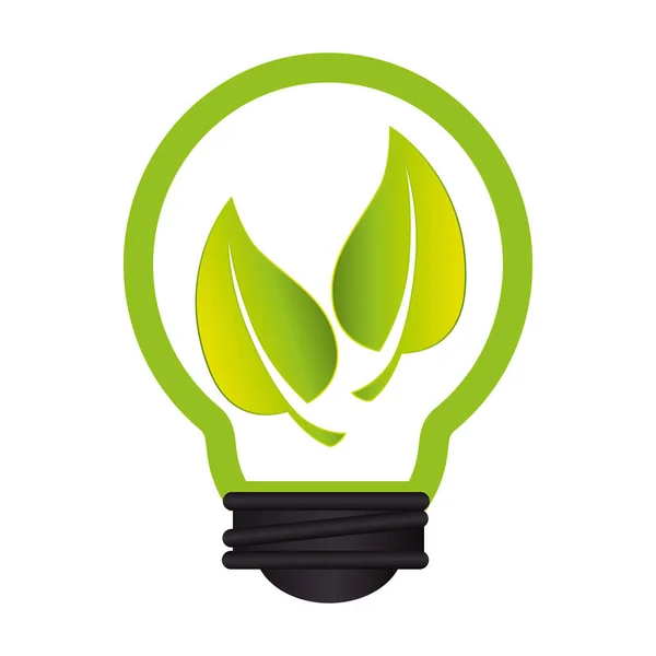 Glödlampa med leafs ekologi symbol — Stock vektor
