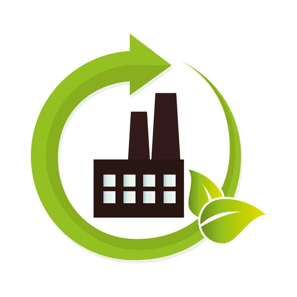 Ícone de construção de fábrica verde — Vetor de Stock