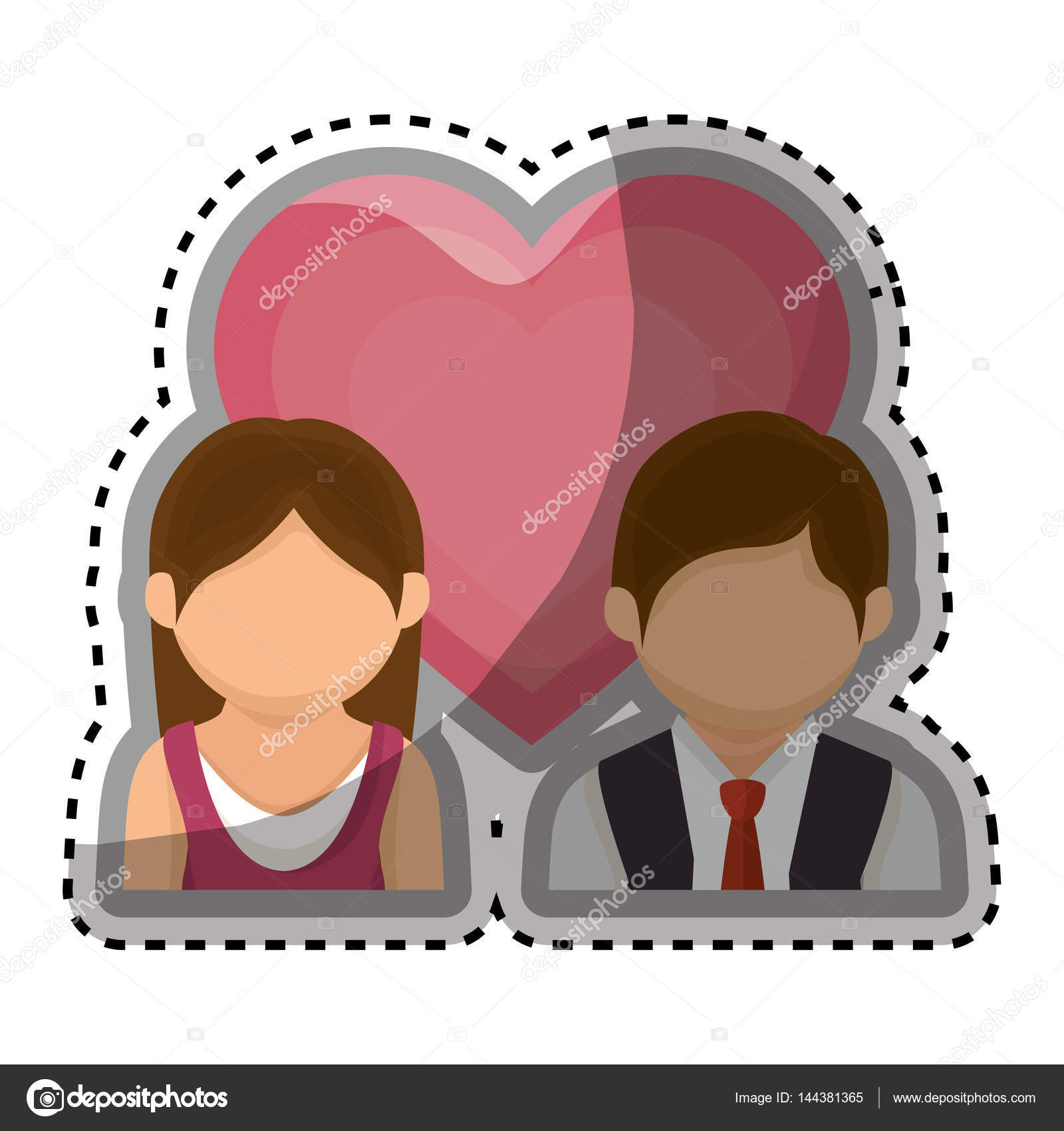 Amore coppia carta icona disegno di illustrazione vettoriale — Vettoriali di yupiramos