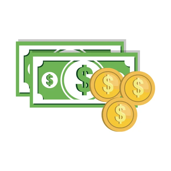 Facturas dinero aislado icono — Vector de stock