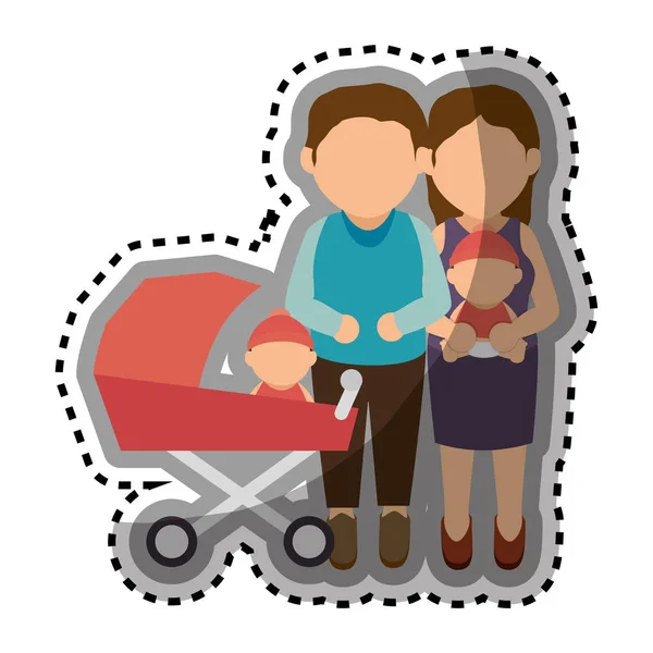 Glückliche Familienmitglieder mit Baby — Stockvektor