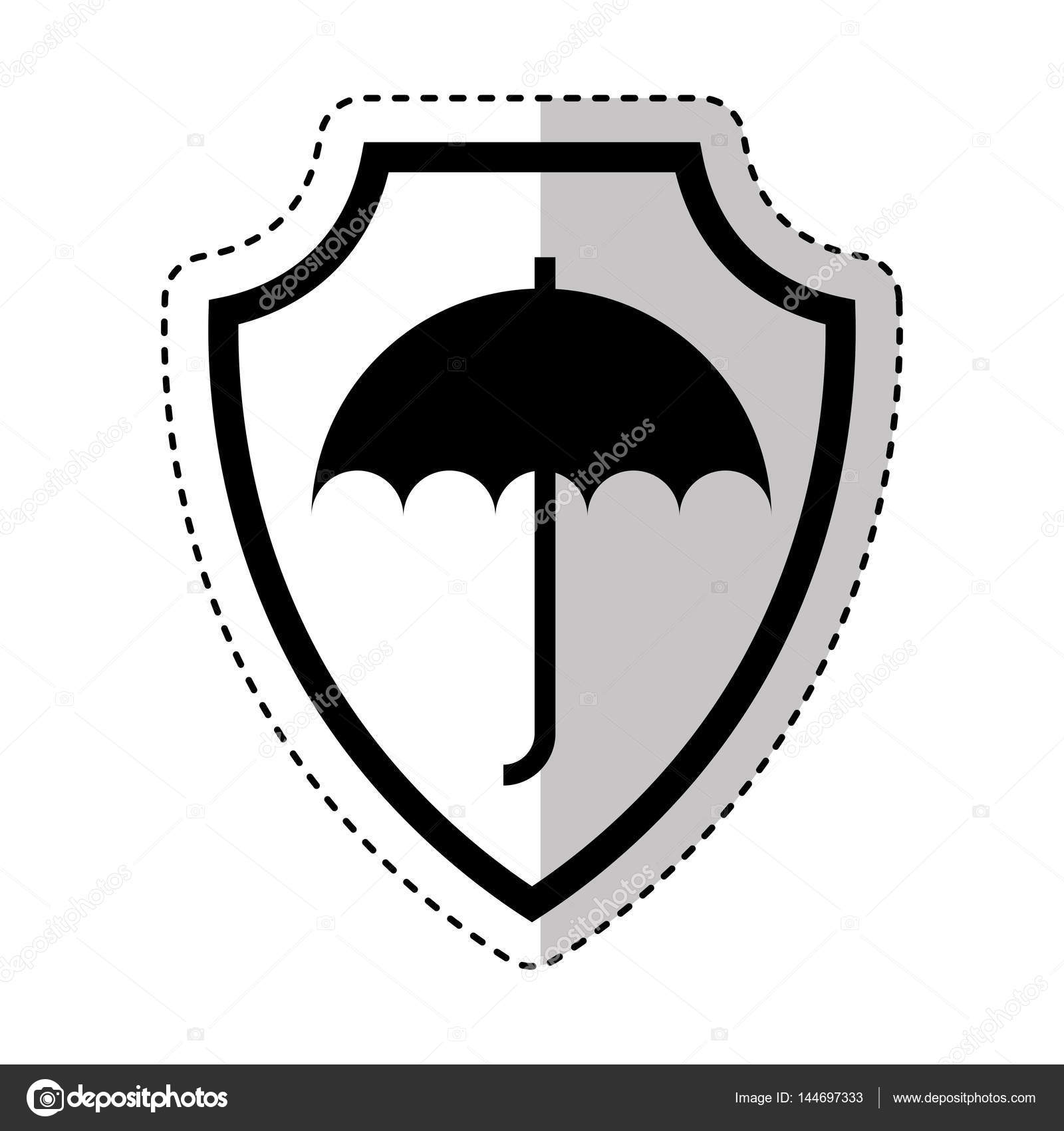 Shield insurance with umbrella isolated icon Stock Vector Image by
