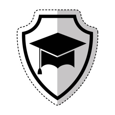 kalkan mezuniyet şapka izole simgesiyle sigorta