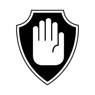 kalkan sigorta el ile durdurmak izole simgesi