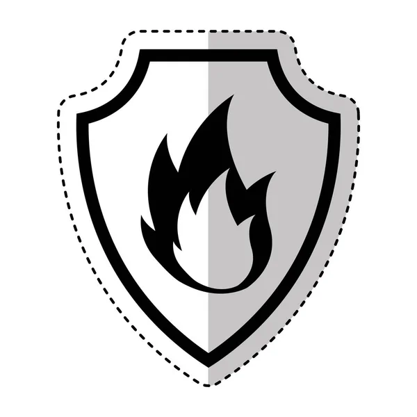 Assurance bouclier avec icône isolée incendie — Image vectorielle