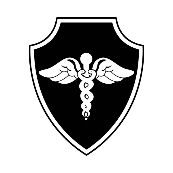 Seguro escudo com símbolo médico ícone isolado — Vetor de Stock