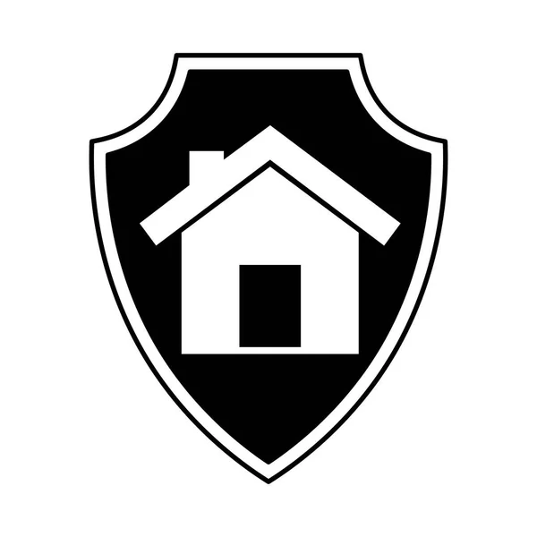 Escudo de seguros con casa icono aislado — Vector de stock