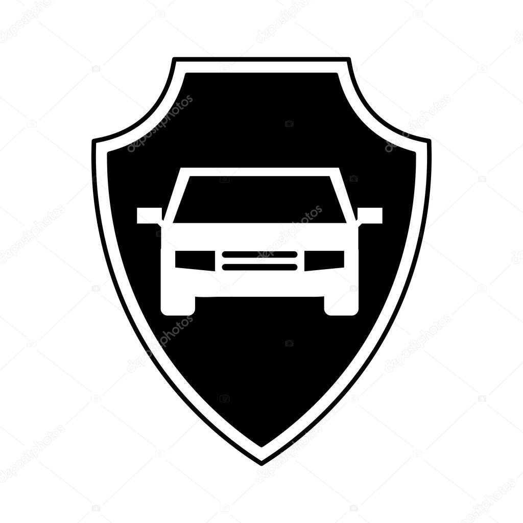 shield insurance with car isolated icon