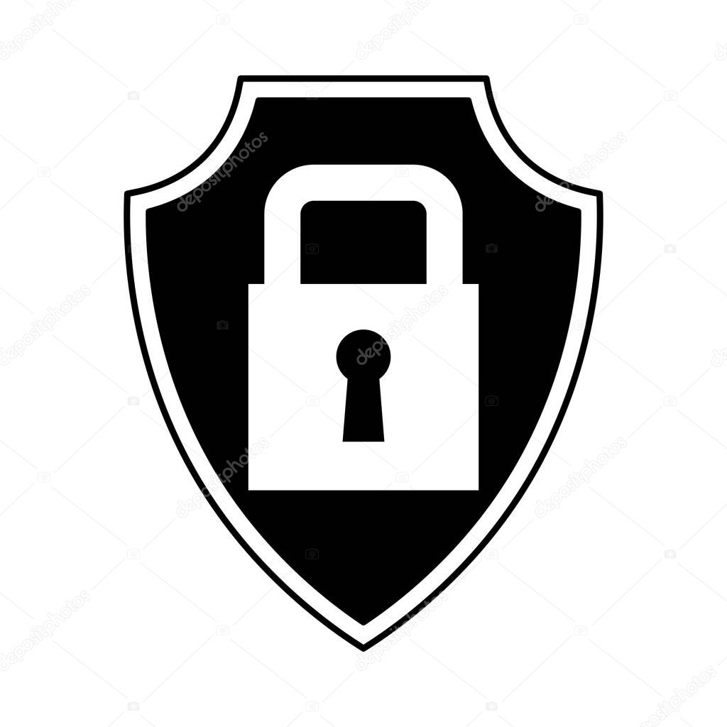 shield insurance with padlock isolated icon