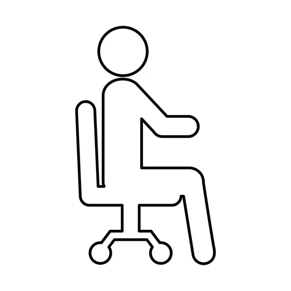 Uomo d'affari silhouette seduto in sedia ufficio — Vettoriale Stock