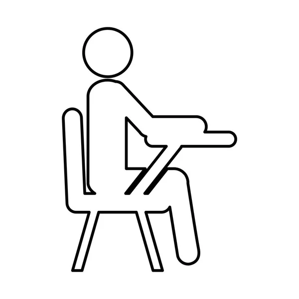 Estudiante en silla silueta — Vector de stock