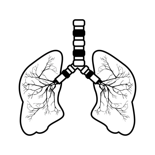 Poumons humains icône isolée — Image vectorielle