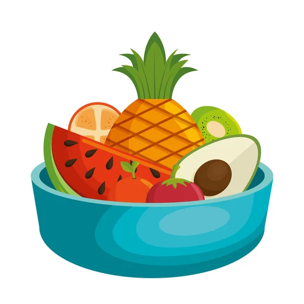 Dish with fresh fruits — Stock Vector