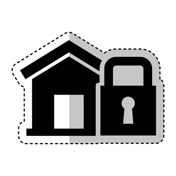 Seguro de vivienda con candado icono aislado — Vector de stock