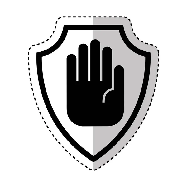 Seguro de escudo con la mano parada icono aislado — Vector de stock