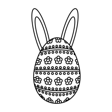 Mutlu Paskalya kulakları tavşan ile boyalı yumurta