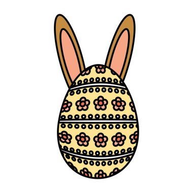 Mutlu Paskalya kulakları tavşan ile boyalı yumurta