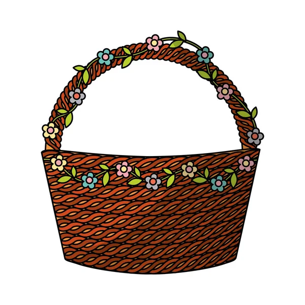 Panier avec décoration florale — Image vectorielle