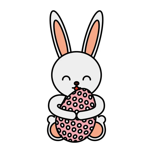 Ładny królik z ikona znaku jajko — Wektor stockowy