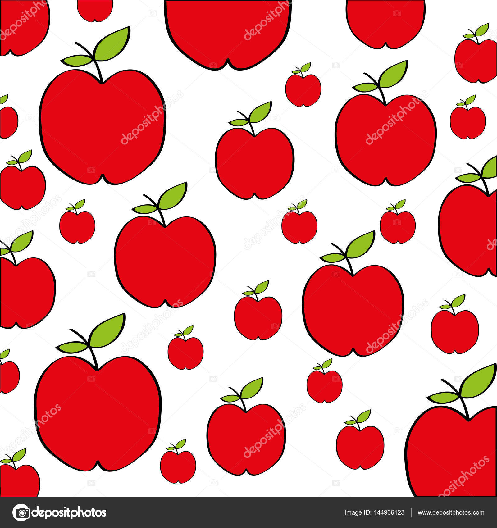 Mele fresche frutta disegno icona vettoriale illustrazione design pattern — Vettoriali di yupiramos