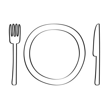 bıçak ve çatal mutfak çatal bıçak izole simgesi ile çanak