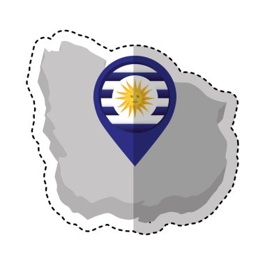 uruguay map with sun icon clipart