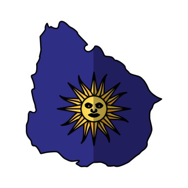 güneş simgesi ile Uruguay Haritası