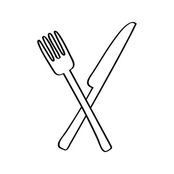 Couteau et fourchette couverts de cuisine icône isolée — Image vectorielle