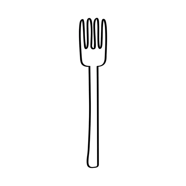 Fork kitchen cutlery isolated icon — Stock Vector