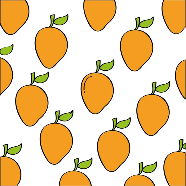 Patrón de mangos icono de dibujo de fruta fresca — Archivo Imágenes Vectoriales