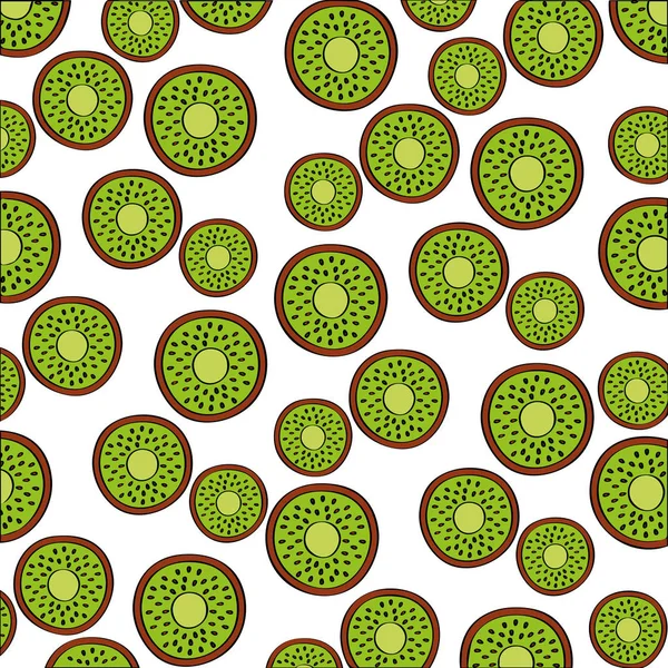 Kiwis patrón de fruta fresca dibujo icono — Vector de stock